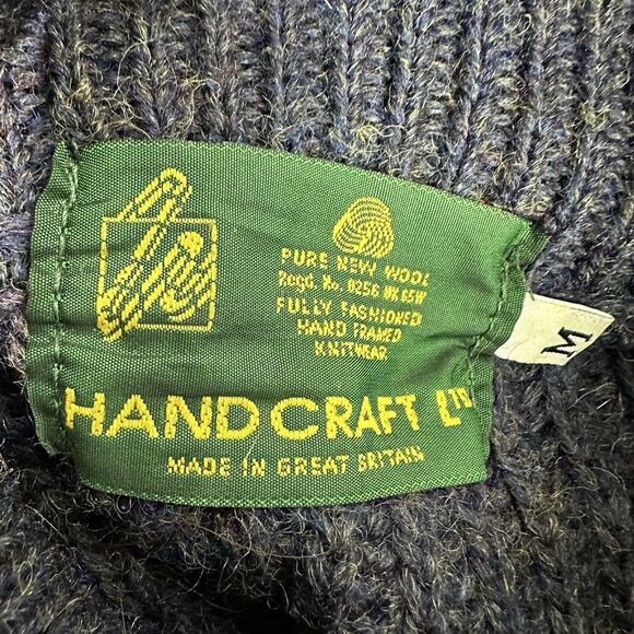 handcrafted Ltd Great Britain knit pure wool cardigan chunky sweater Size M - Picture 6 of 6